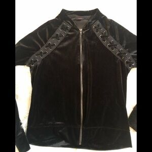 Material girl black velvet sweatshirt sz s